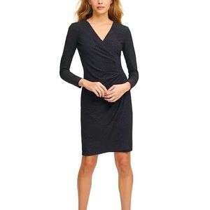 Calvin Klein black side ruched long sleeve dress